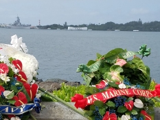 Arizona Memorial with wreaths on December 8, 2018 (photo by Donna)